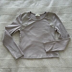 Anthropologie Maeve Faux Leather-Inset Pullover Stone Color size M